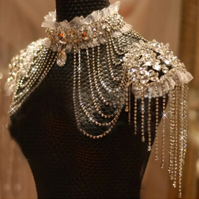 Серебряный Цвет Свадебные цепь кисточкой плечевой ремень невесты бусины