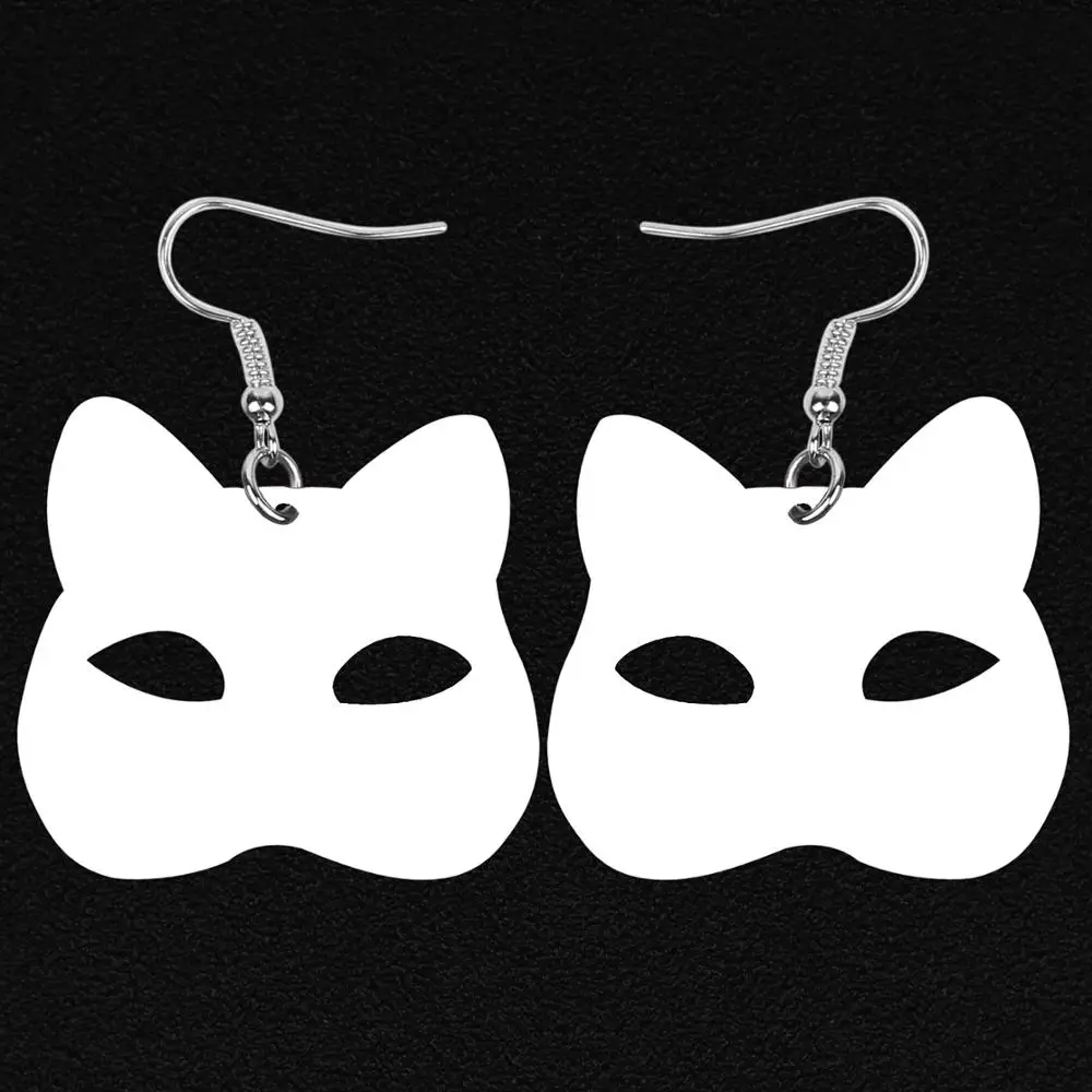 ARWA Acrylic Halloween Big Hollow Anime Black Cat Kitten Mask Earrings Drop Dangle For Girls Teen Festival Gift Charms | Украшения и