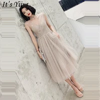 its yiiya dress prom v neck sequined sleeveless a line illusion short prom dress knee length plus size vestidos de gala lf225