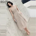 Платье для выпускного It's Yiiya, блестящее короткое ТРАПЕЦИЕВИДНОЕ платье до колен, без рукавов, с V-образным вырезом, модель LF225, размера плюс