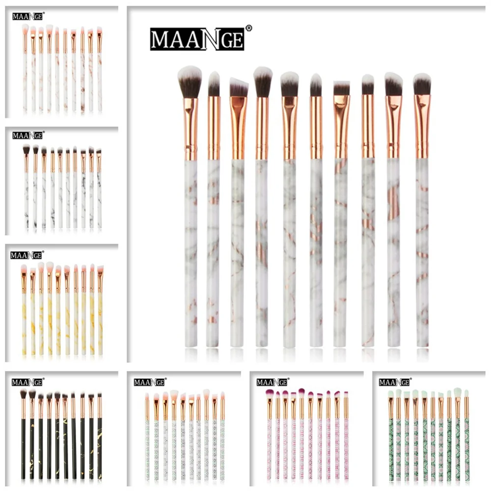 

7/10pcs Marbling Makeup Brushes Set Eyeliner Eyebrow Blend Powder Eyeshadow Concealer Shading Make Up Brush Tool Kit