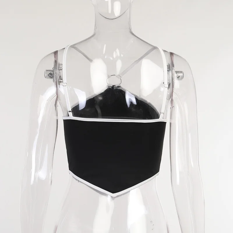 

Halter Neck Black Crop Top Women Backless 2021 Summer Y2K Sleeveless Beach Sexy Fashion Casual Tank Tops Off Shoulder