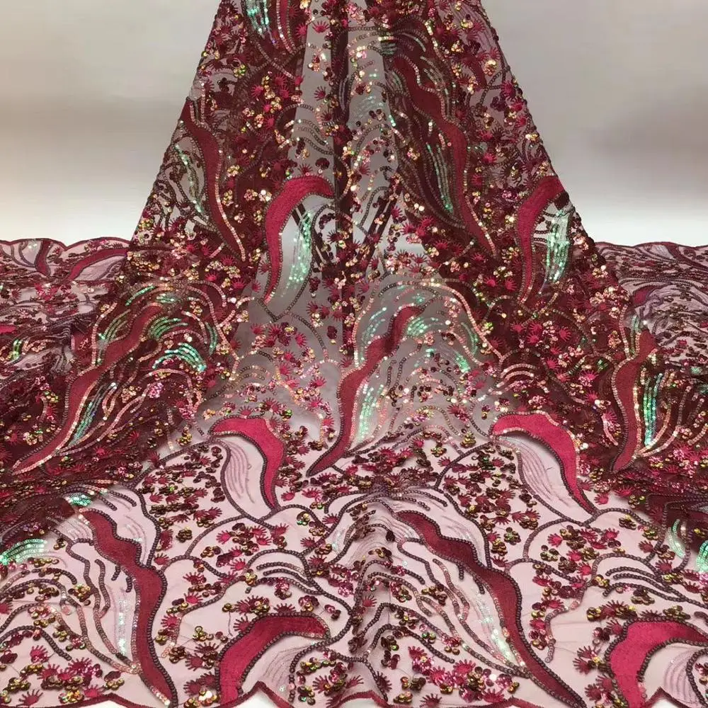 

Dark Green Wedding /Party Tulle Mesh Material For Sewing Lady Dress French Net Lace Fabric With Sequins PAN371 (5Yards/lot)