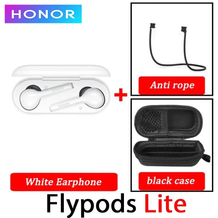 white n rope n case Оригинальные беспроводные наушники huawei Honor Flypods Lite, водонепроницаемые, IP54, управление нажатием, Беспроводная зарядка, Bluetooth 4,2 - Цвет: white n rope n case
