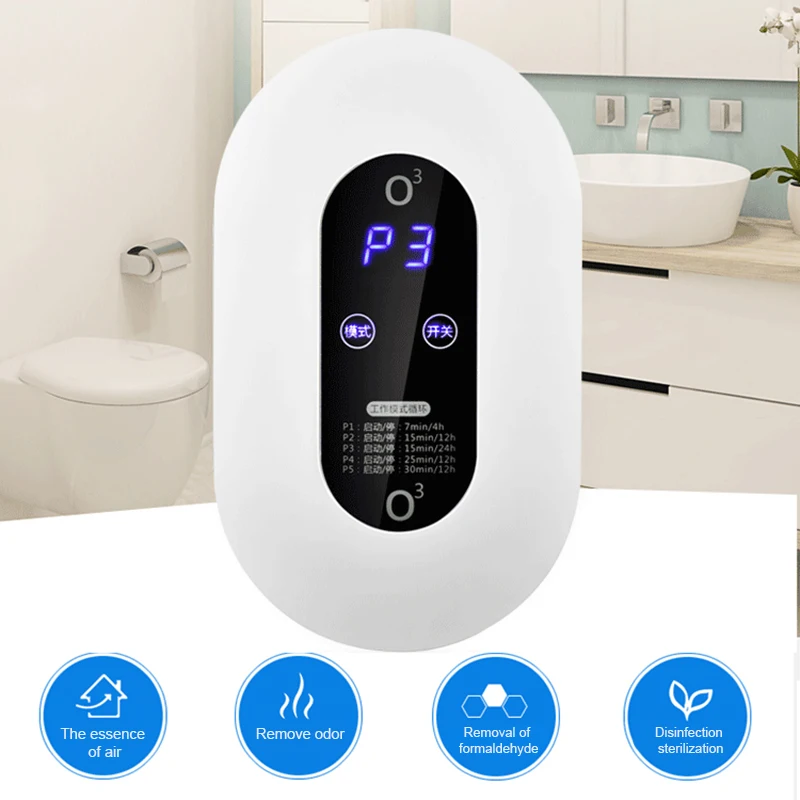 Portable O3 Ozone Disinfect Negative Ion Generator LED Display Air Purifier Deodorizer For Kitchen Toilet Fridge( FOR USA) | Электроника