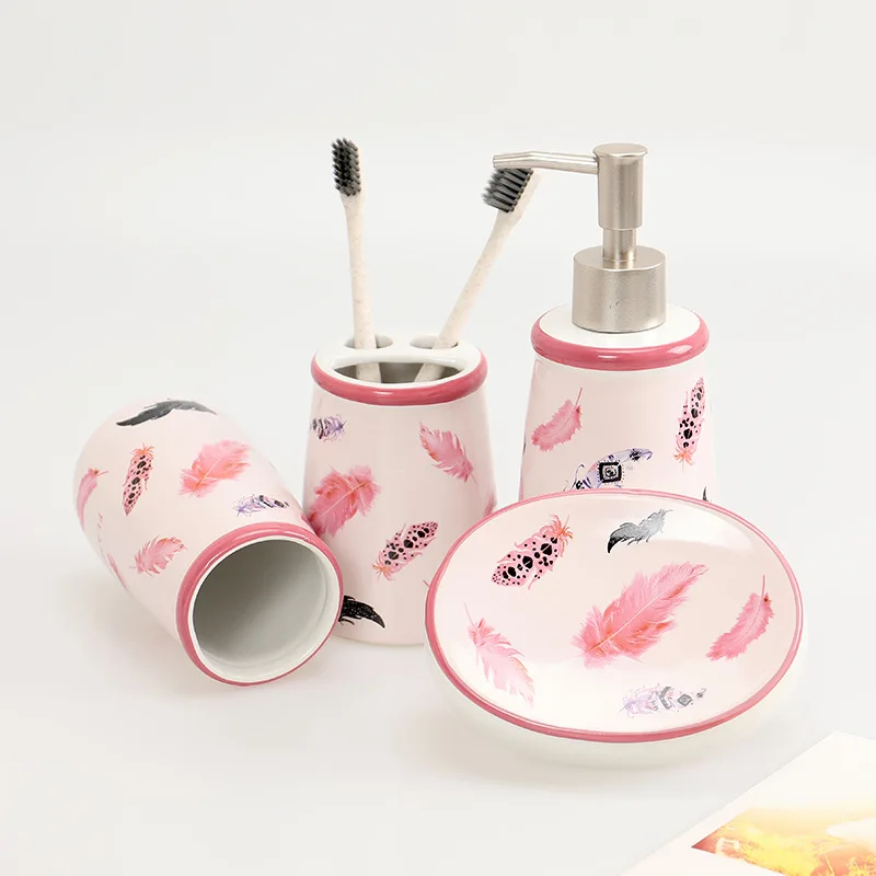 Набор для ванной комнаты аксессуары фламинго 4 шт. керамика бесплатная доставка