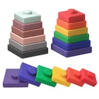 TYRY.HU 1 Набор детских игрушек, мягкие строительные блоки, силиконовые штабелируемые блоки, круглая силиконовая конструкция, прорезыватели для зубов, игрушка Монтессори