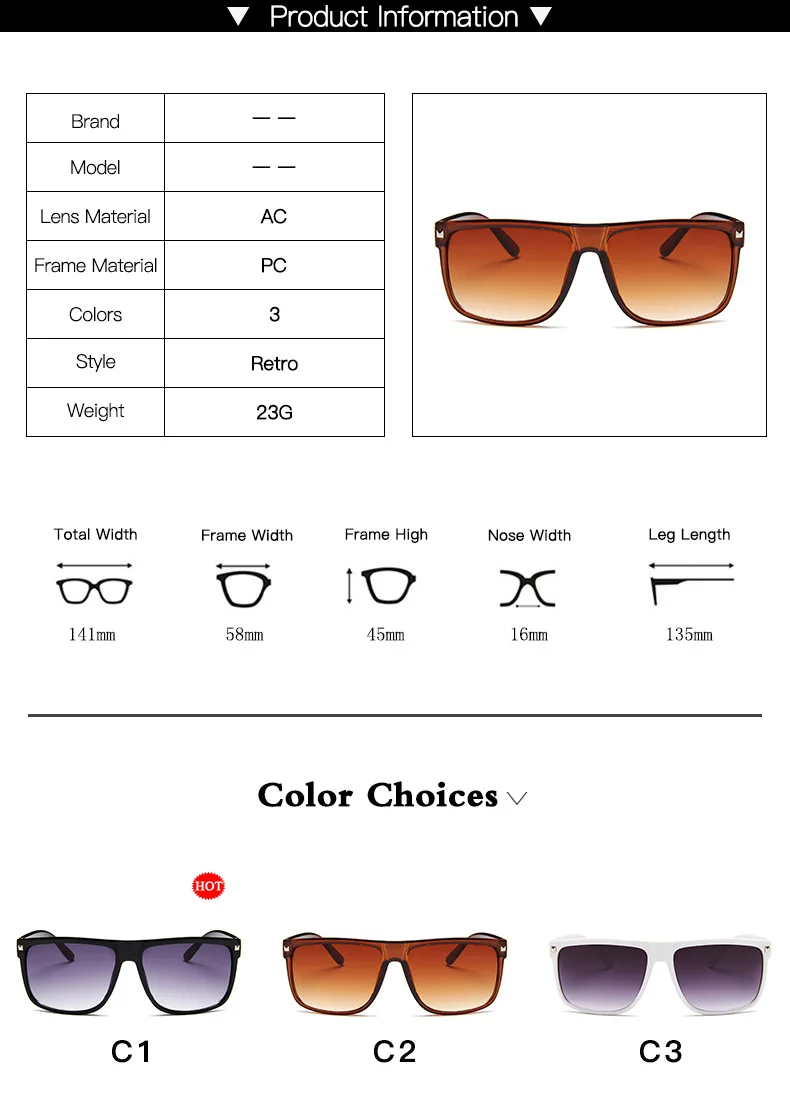 

2019 New Fashion Vintage Flat Top Sunglasses Women Brand Designe Square Sun Glasses Female Men Oversized Shades UV400