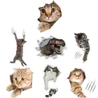 Милые 3D наклейки сделай сам на стену с изображением кошки, водонепроницаемые клейкие наклейки для украшения дома, спальни, туалета, окон, кухни, пола