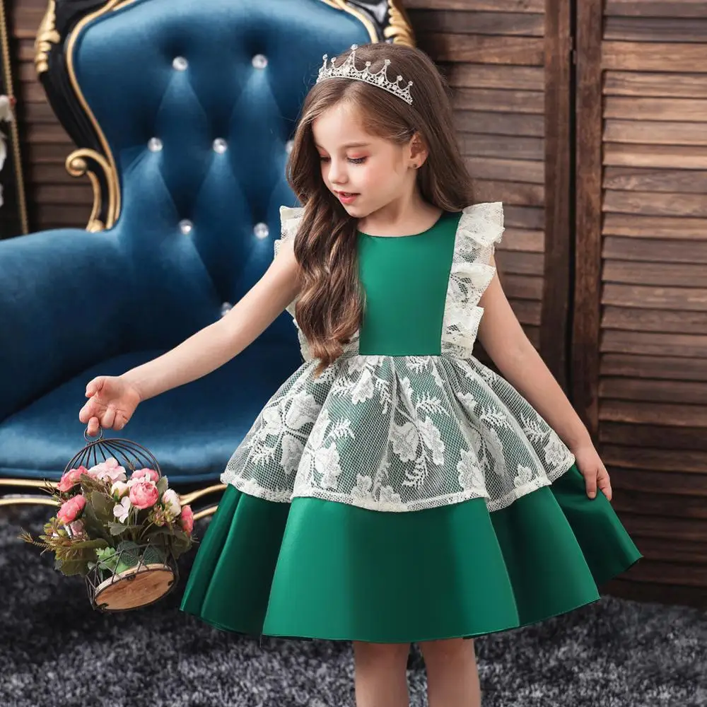 BH 755 # бальное платье зеленое с цветочным рисунком для девочек короткие платья