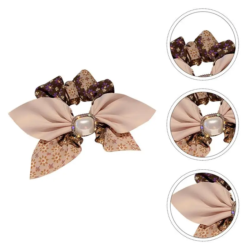 

Bowknot Hair Band Women Hair Rope Elegant Pearl Hair Ring Hair Accessory