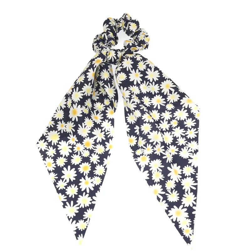 Женские резинки для волос в стиле ретро с ромашками и бантом модные конским