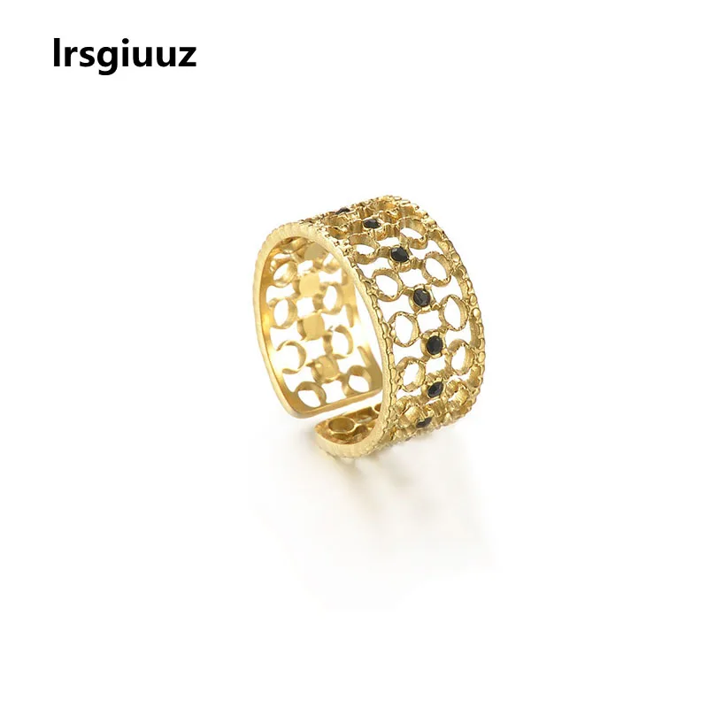 

Hollowed Out Dot Opening Adjustment Ring 14k Golden Diamond Ring Small Design Sense Stainless Steel Hand Decoration Factory