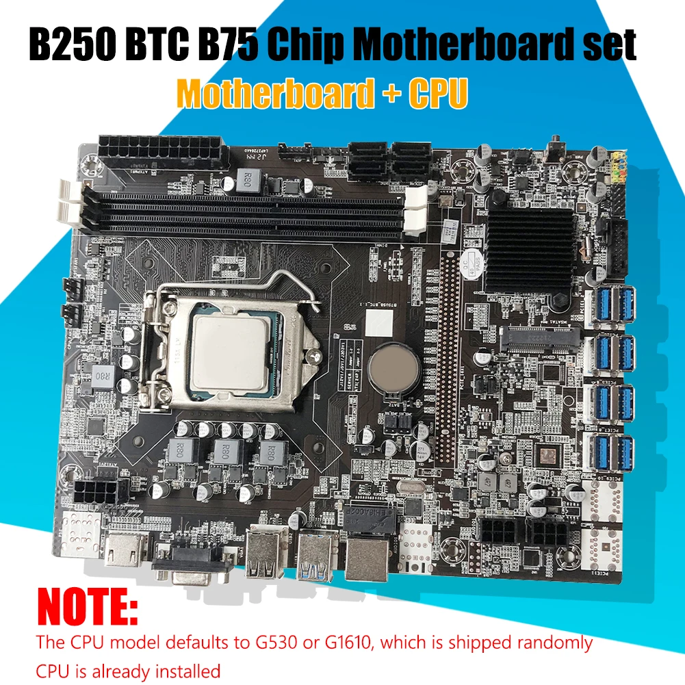 

Материнская плата для майнинга BTC B75 LGA1155 8 * PCIE на USB3.0 поддерживает графическую карту 8 GPU DDR3 DIMM RAM для майнинга BTC ETH