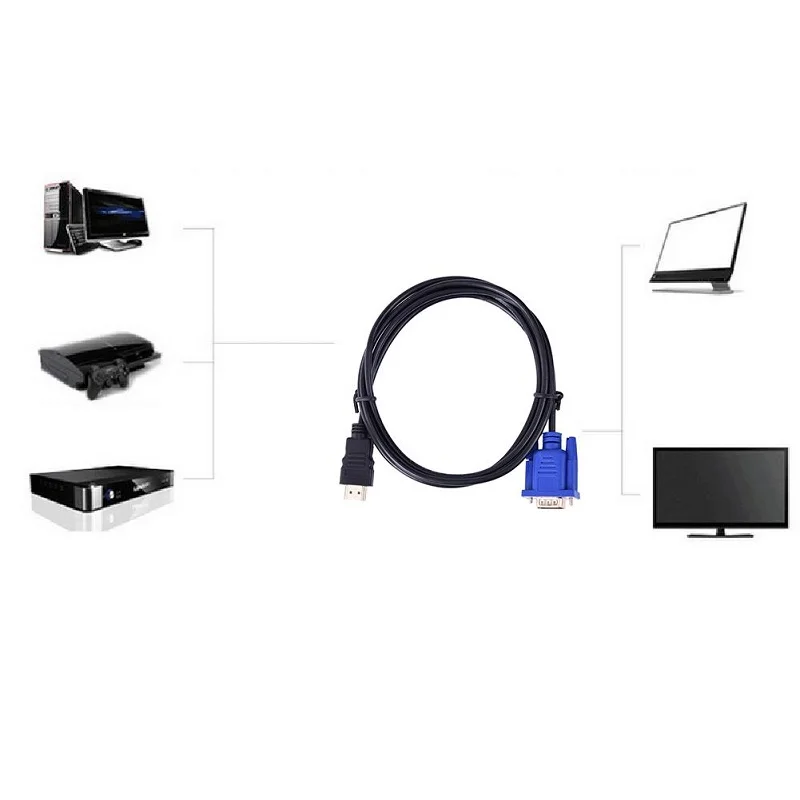 Кабель HDMI 1 8 м с золотым штекером на VGA и 15 штырьков адаптер конвертер 5 футов 1080P HD