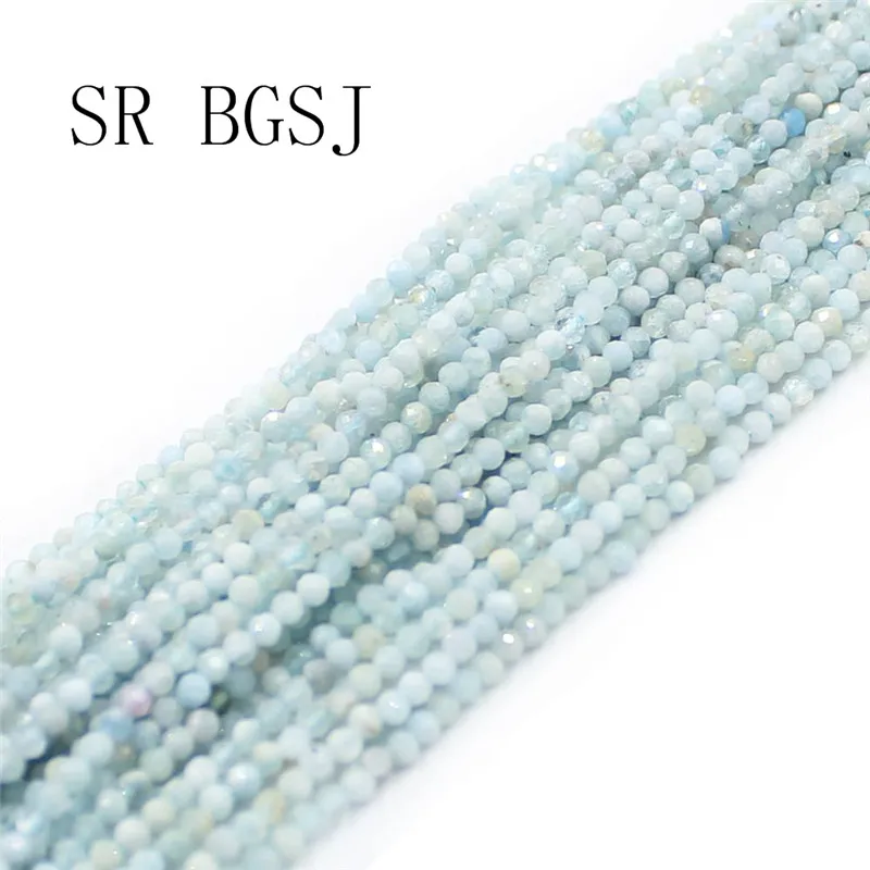 

Free Shipping 3mm Faceted Blue Mixed Aquamarines Aqua Gems Stone Spacer Bail Round DIY Seed Beads Strand 15"