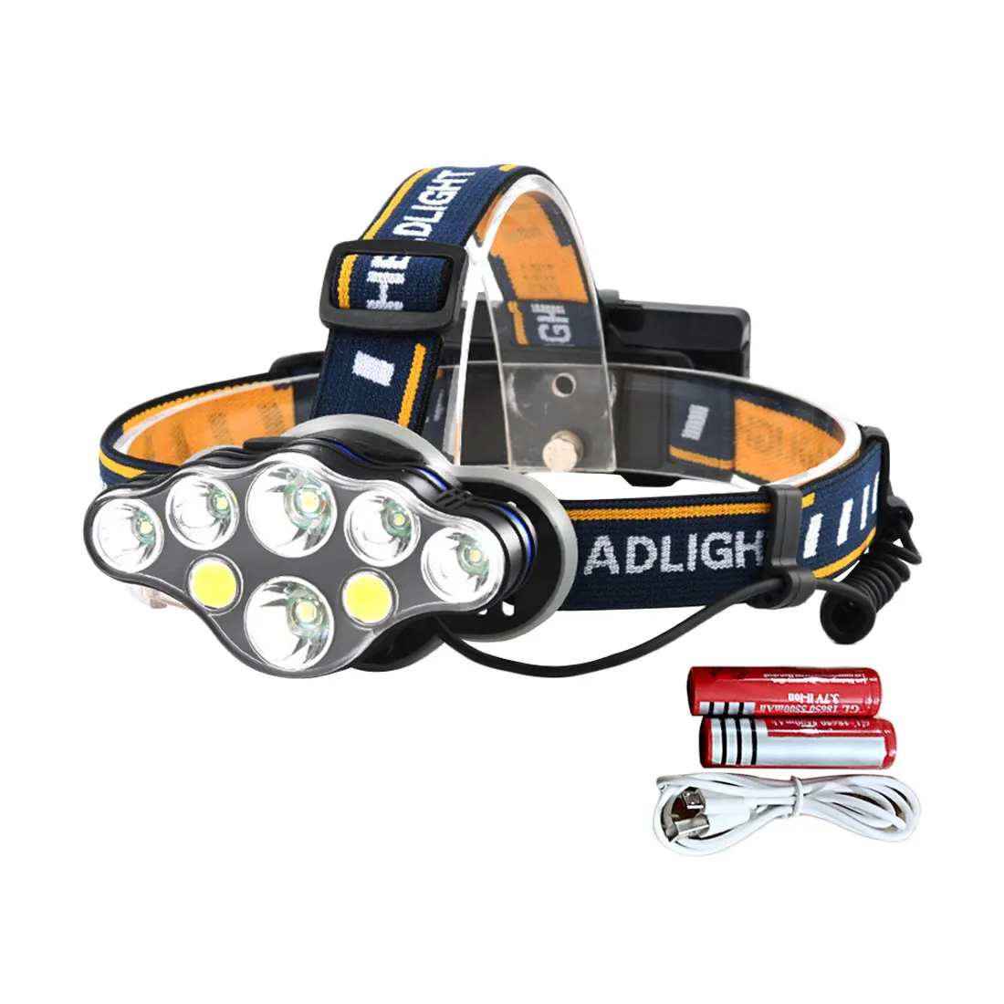 

Super Bright LED 5000 Lumen Waterproof Outdoor LED Headlight T6 COB 8 Modes Headlight Lamps Lightweight Materials Comfortable