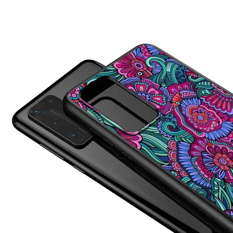 

For Huawei P40 P30 P20 Pro Lite E Plus 5G Bright Black Cover Psychedelic Art For Huawei P10 P9 P8 Lite Phone Case
