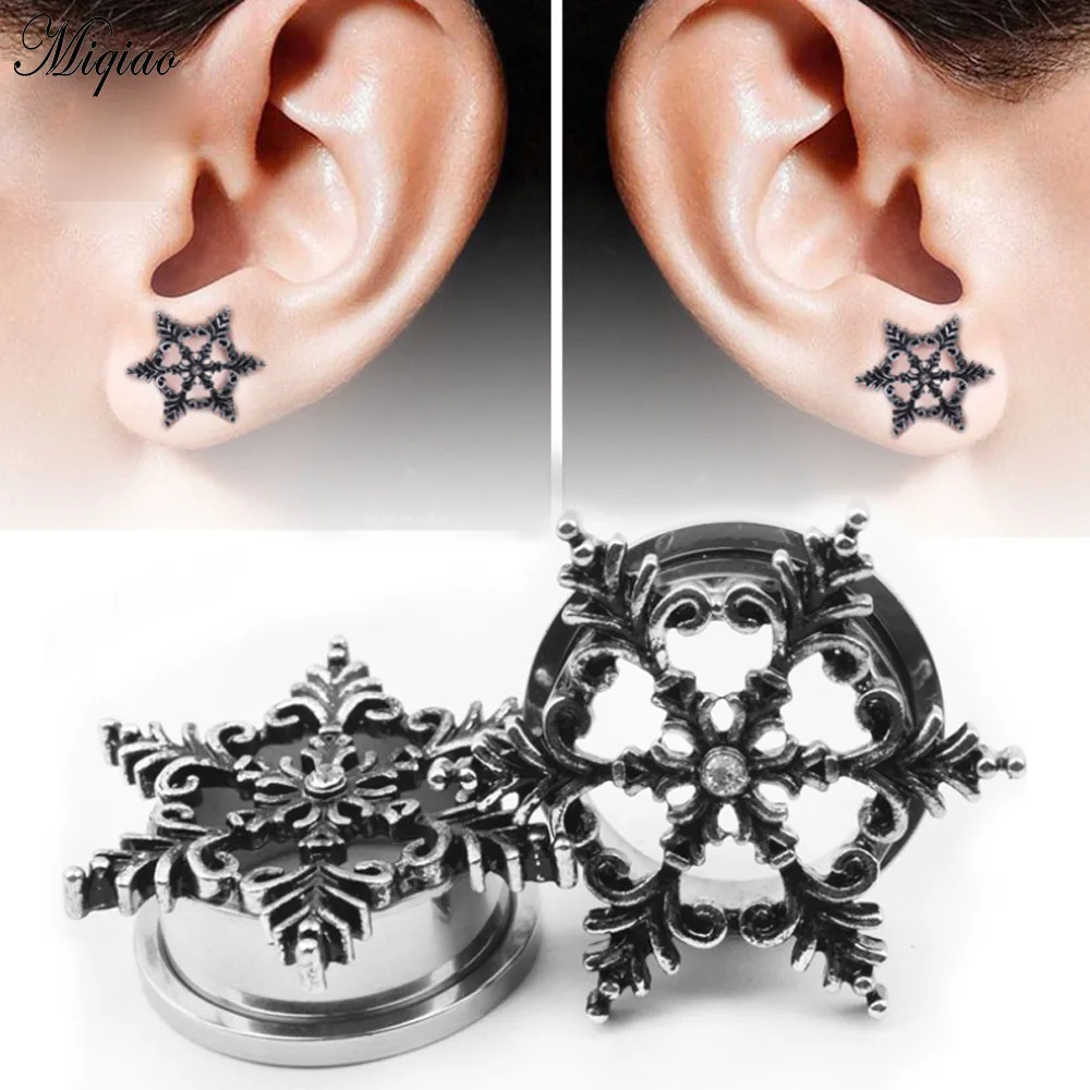 

Miqiao 2pcs Fashion Hot Sale Snowflake Stainless Steel Pulley Ears 6mm-20mm Exquisite Piercing Jewelry