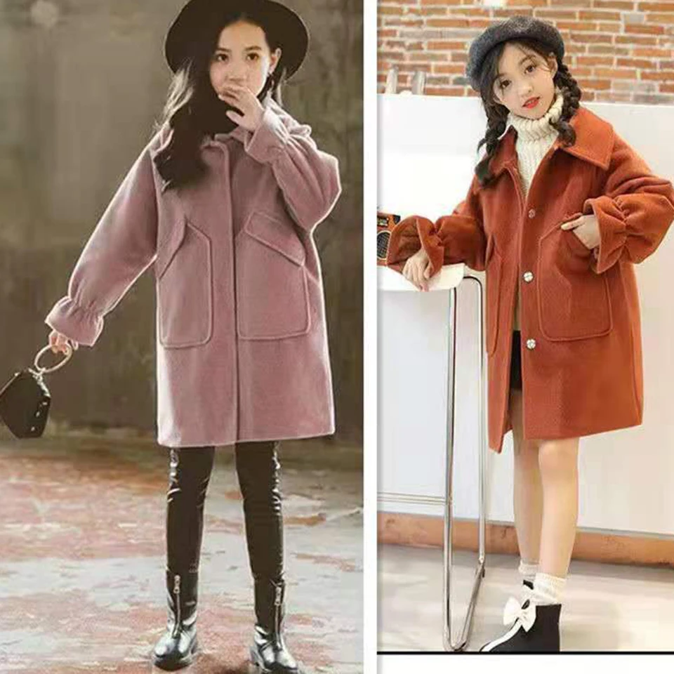

Turn-down Collar Fashion 2019 Baby Girls 2 Colors Jacket Wool Coat Winter Children Jacket Spring Fall Toddler Girls Outerwear