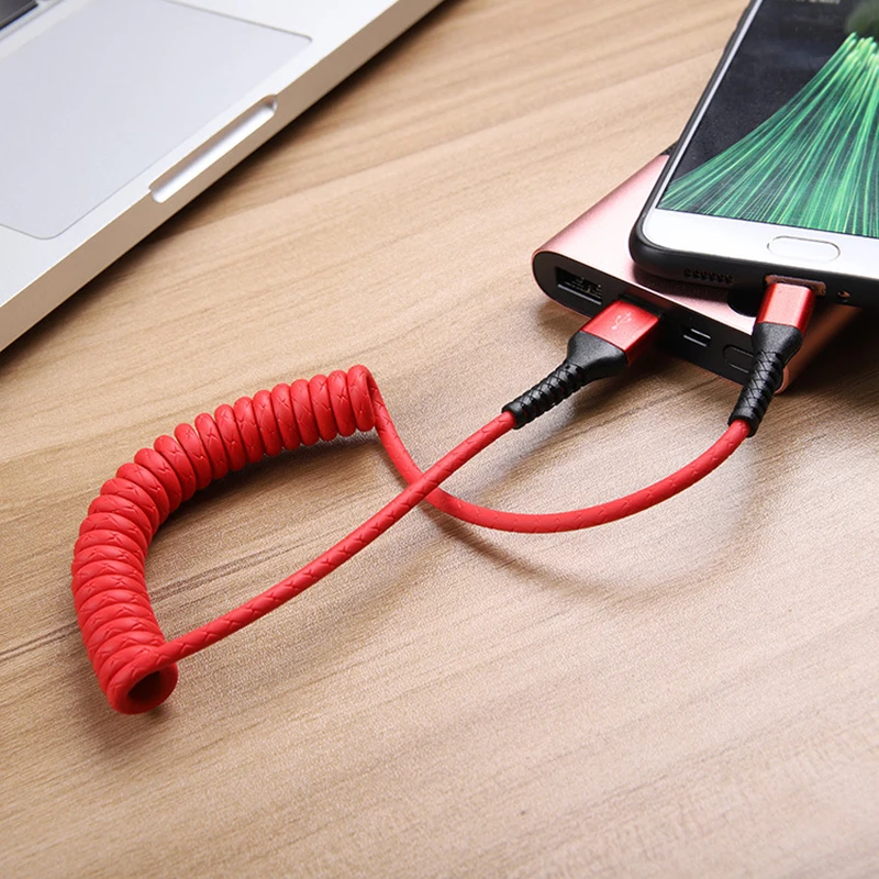 Весна Micro USB кабель для iPhone samsung Быстрая зарядка данных провод Шнур зарядное устройство usb type C 1,2 m выдвижной для мобильного телефона Кабели