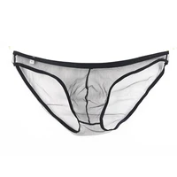 men briefs sexy low waist ultra thin male intimates mesh transparent underwear large size briefs