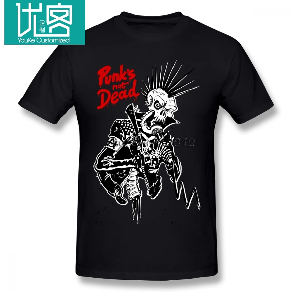 Панк не мертвый музыка футболка для мужчин плюс размер хлопок Футболка команды 4XL