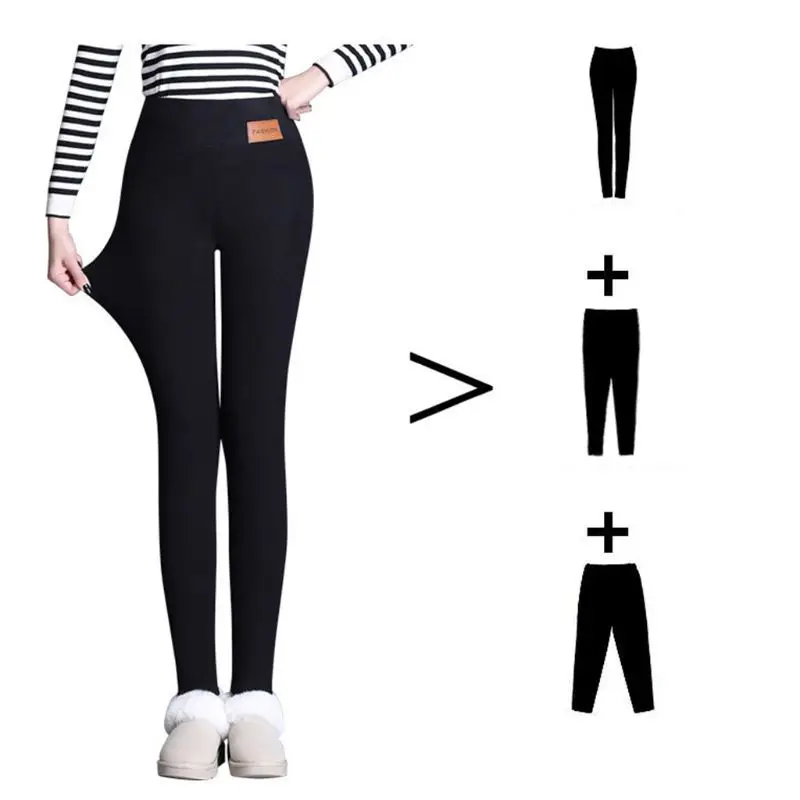 Новые женские зимние теплые брюки толстые плюшевые леггинсы с подкладкой из