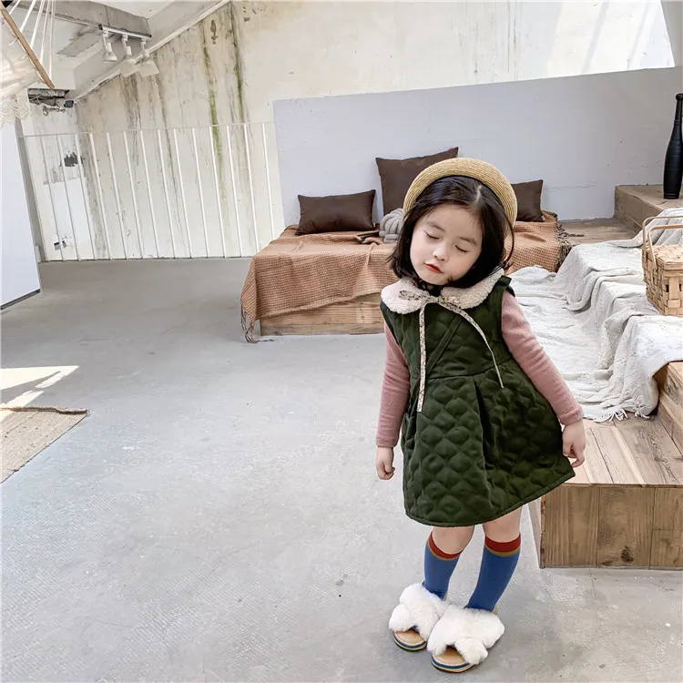 Милое теплое плотное платье для малышей зимняя одежда маленьких девочек детское