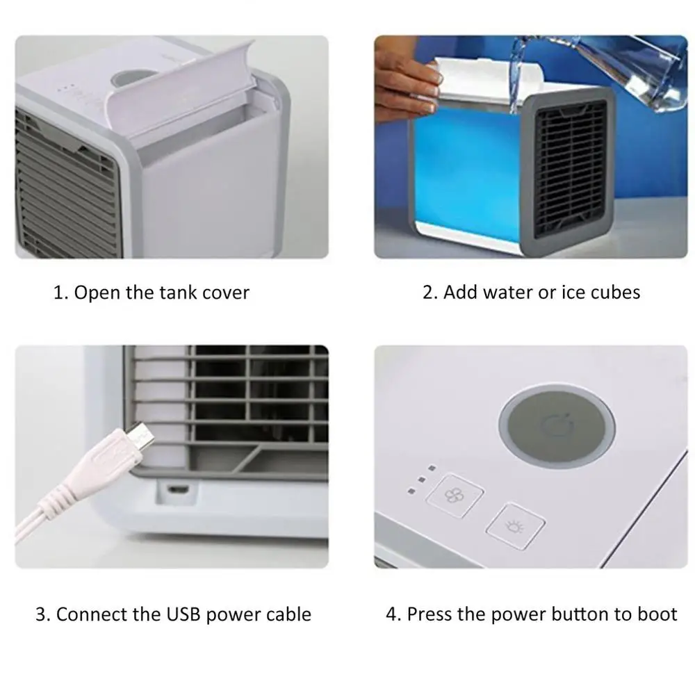 7 Color LED Night Light Mini Air Conditioner Cooling Fan USB Humidifier Purifier for Home Office Steaming Device Healthy | Дом и сад