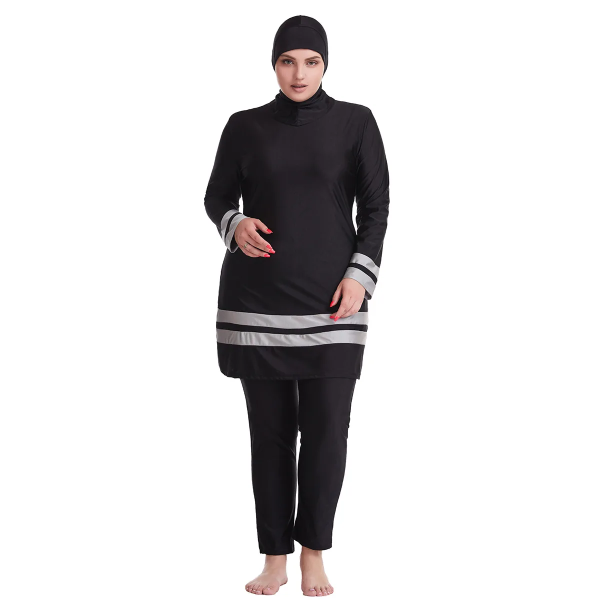 Women's Swimsuit Plus Size High Waisted Tummy Control Swimwear Muslim Swimsuit Full Coverage Brazilian Bikini Bathing Suit 2021 images - 6