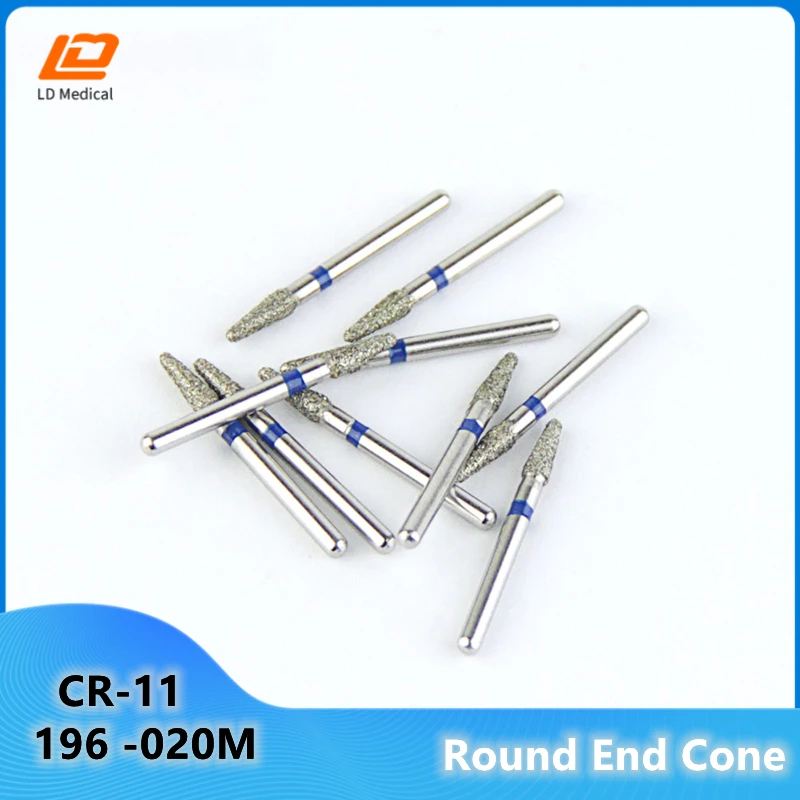 

20pcs Dental Dimond Burs Blue Rings CR-11 Medium Dental Burs 196-020M High Speed 1.6mm FG Shank Grinding Tools for Dentistry