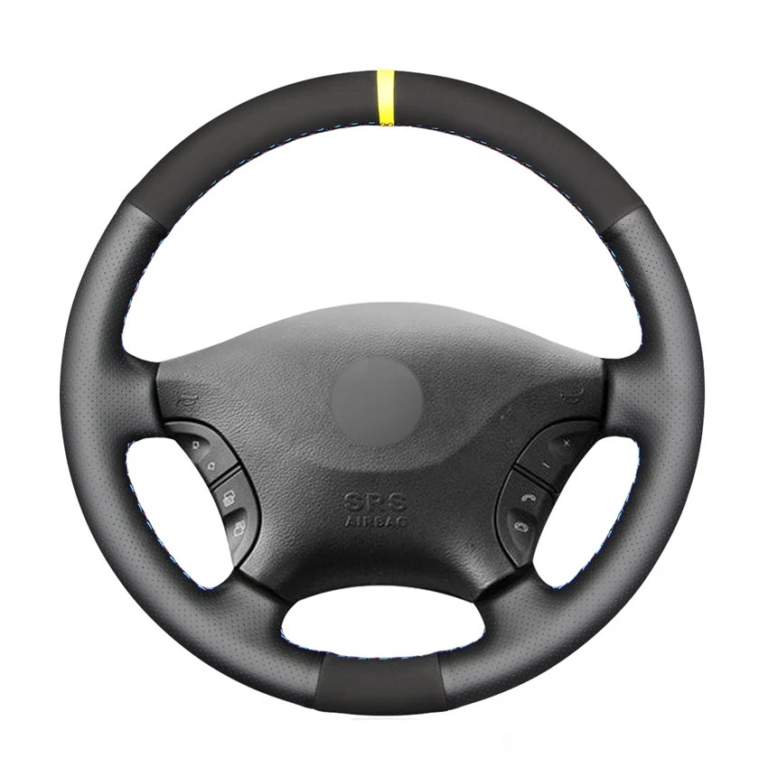 

Hand-stitched Black Genuine Leather Suede Car Steering Wheel Cover for Mercedes Benz W639 Viano 2006-2011 Vito 2010-2015
