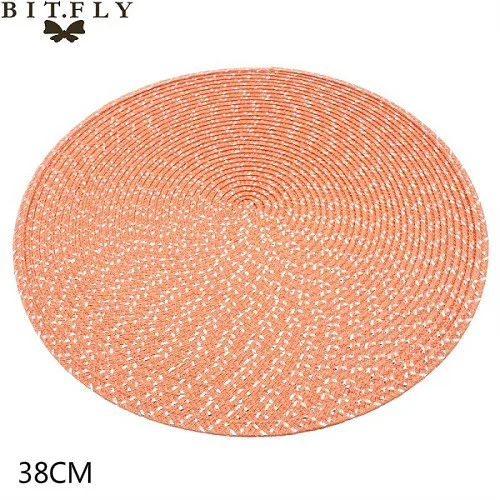 orange with sequin 4 шт PP коврик для обеденного стола, тканый коврик для столовых приборов, термостойкие чаши, кофейные чашки, подставка для посуды, коврик для дома, кухни, вечерние принадлежности - Цвет: orange with sequin