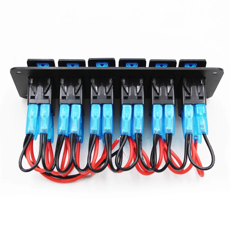 6 кнопочный синий светодиодный индикатор клавишный выключатель панель