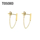 TOSOKO серьги-цепочки из нержавеющей стали, модные серьги, ювелирные изделия для женщин BSF266
