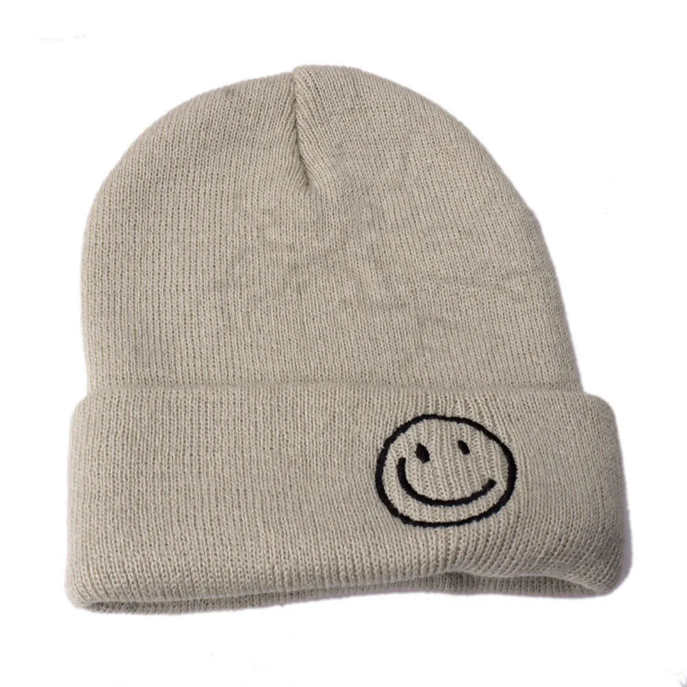 Удобные мужские шапки цвета хаки со смайликом сохраняющие тепло детская зимняя