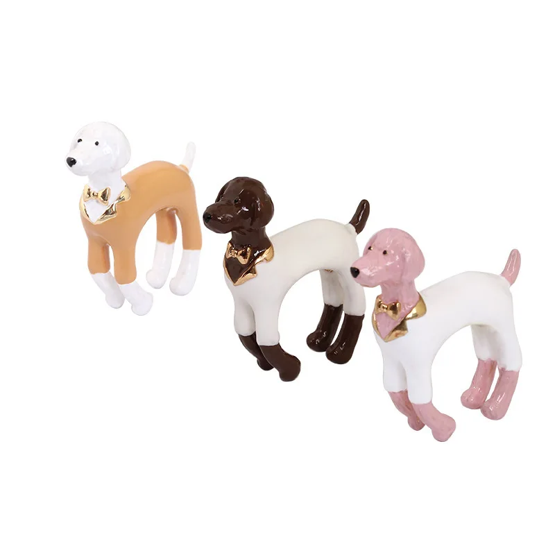 

European and American New Product Fashion Trend Hand-painted Enamel Animal Open Ring Temperament Personality Puppy Jewelry