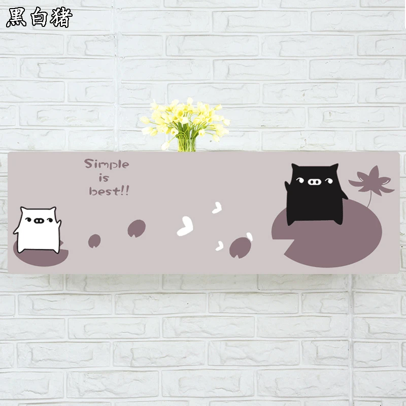 

Indoor Air Conditioner Cover Wall Mounted Decorative Hood Embroidery 74 79 81 83 86 89 95 105 x 30 x 20cm Pig Black White Khaki