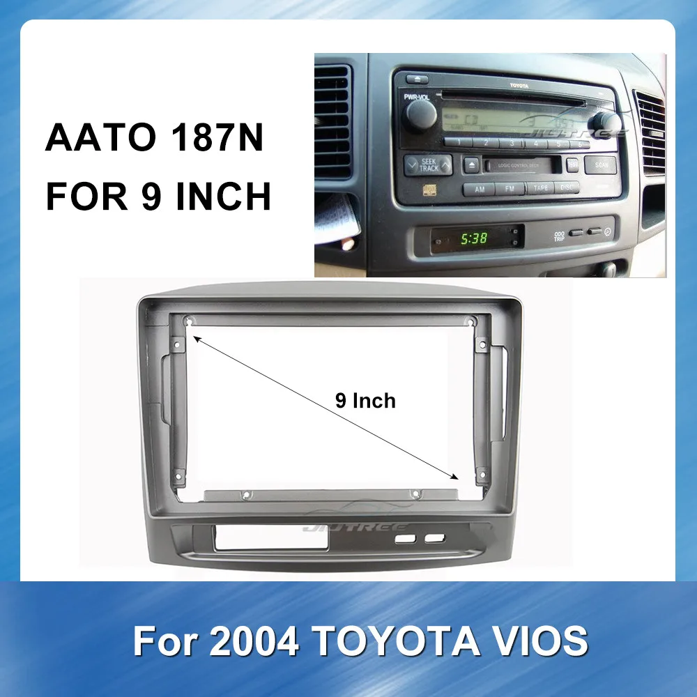 

9 Inch Car Stereo Radio Panel Fascia Plate Frame With Power Line Fit for TOYOTA Vios 2004 Special Dash Trim Kit Frame Panel