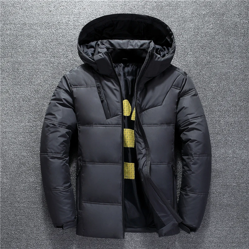 

Men's Down Jacket Winter Men 2020 Warm High Quality Slim Fit Windproof Comfortable Coat Black Red Gray Coat Hooded Down Jacket
