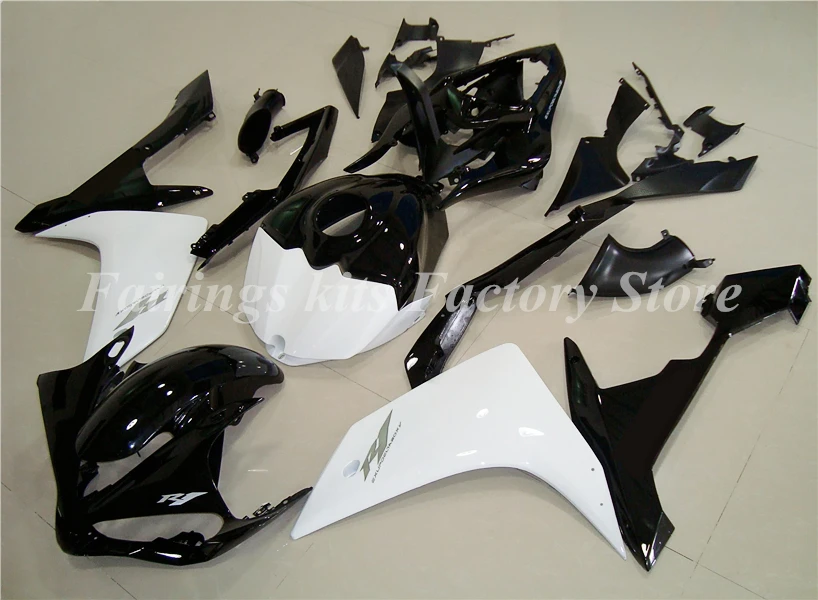 

НОВЫЕ комплекты обтекателей для мотоциклов из АБС-пластика, подходят для Yamaha YZF R1 2007 2008 YZF1000 07 08, цвет черный/белый, красивый
