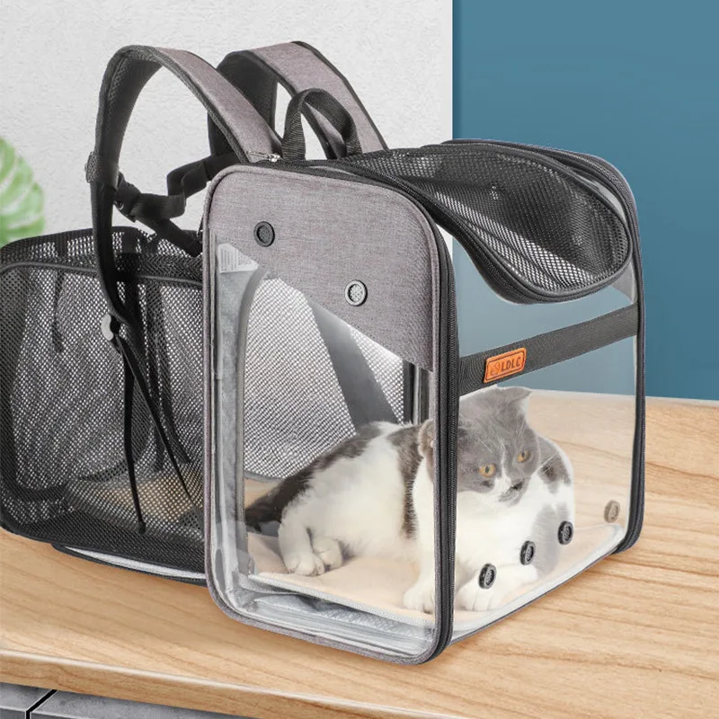 

Cat Scalable Backpack Transparent Small Dogs Outdoor Travel Bag Expandable Pet Carrying Transit Backpacks Puppy Carrier Bags