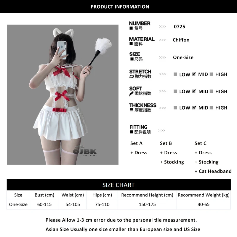 

Sexy Sailor Moon Outfit For Women White Chiffon Cute School Girl Dress Anime See Through Lingerie Erotic Student Comfortable Set