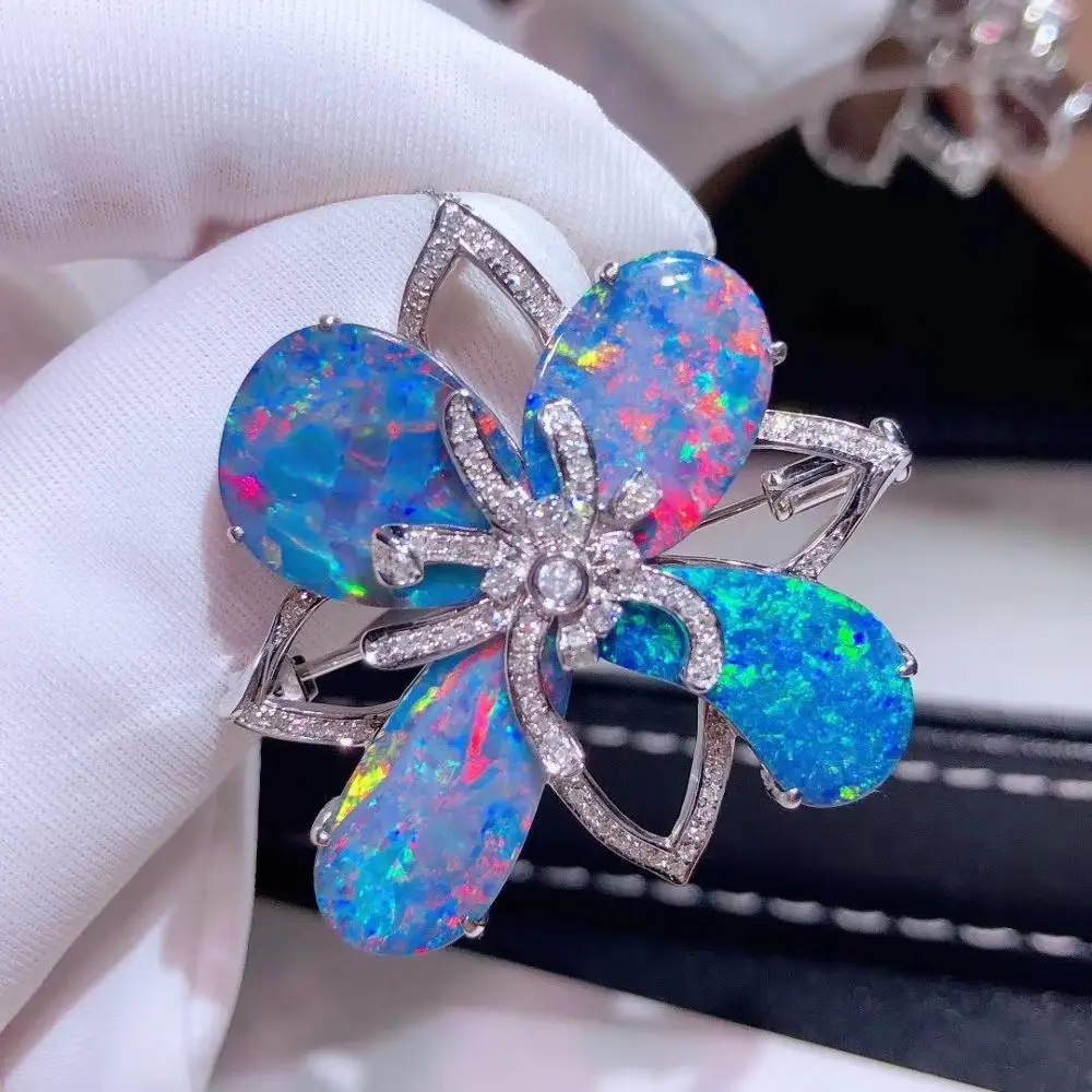 Женская Брошь из 18 каратного золота с опалом 100% карата|Украшения для волос броши