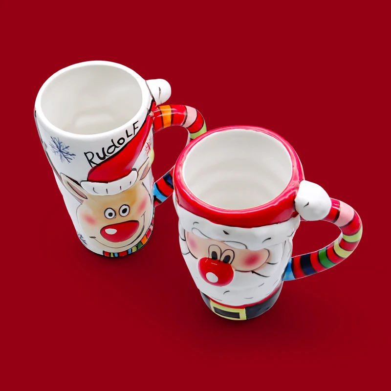Санта-Клаус, керамическая кофейная чашка, рождественский подарок, большая емкость, Мультяшные молочные кружки для завтрака, офисные чашки, кофейная чайная кружка