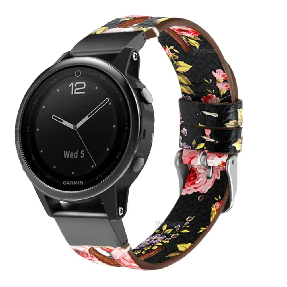 Ремешок для часов YOOSIDE из нержавеющей стали 20 мм искусственной кожи Garmin Fenix 5S Plus