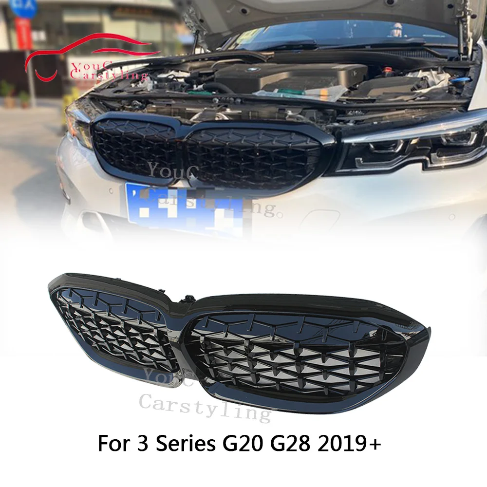 G20 алмаз решетка черный передний бампер грили для BMW Новая 3 серии G28 2019 +|Гоночные