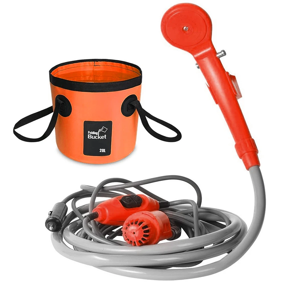 

Portable 12V Camping Shower DC Car Shower High Pressure Power Washer Electric Pump For Outdoor Camping Hiking Pet Car Washer