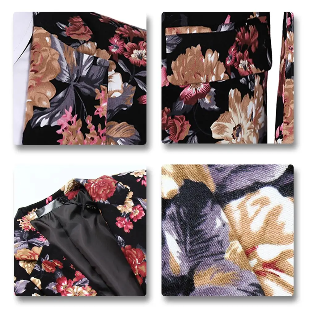 Мужской цветочный костюм из двух предметов повседневный (пиджак + брюки) для